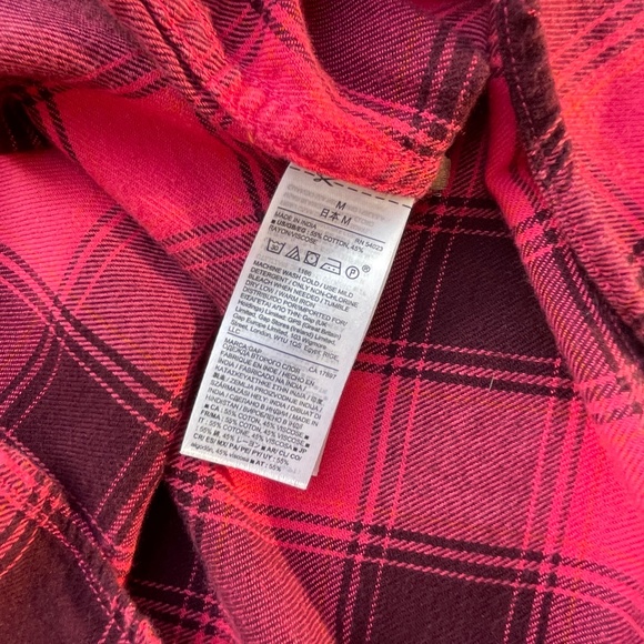 GAP | Women’s Long Sleeve Plaid Button-Up Flannel Shirt Pink Burgundy MEDIUM - Picture 14 of 14